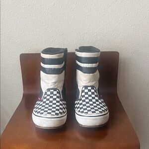 Vans Kids Black and White Checkerboard Snow Boots
